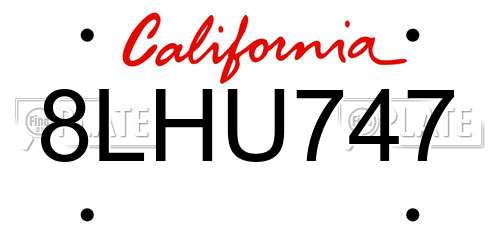 8LHU747 California License Plate