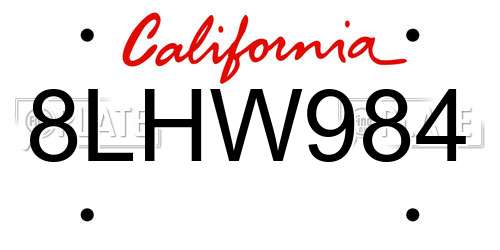 8LHW984 California License Plate