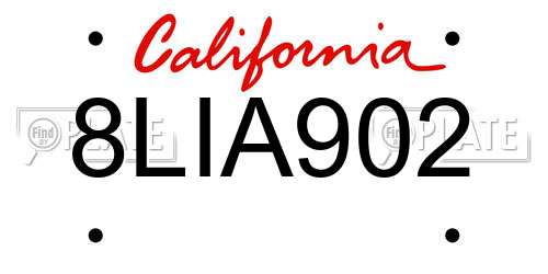 8LIA902 California License Plate