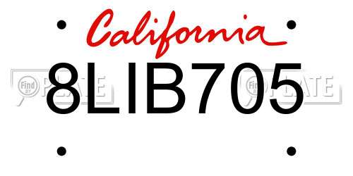 8LIB705 California License Plate
