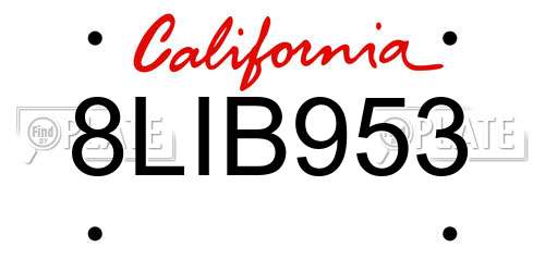 8LIB953 California License Plate