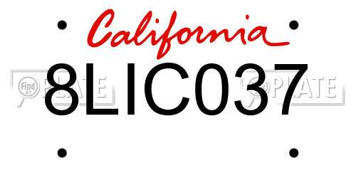 8LIC037 California License Plate