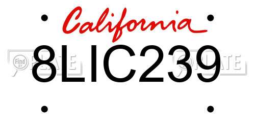 8LIC239 California License Plate