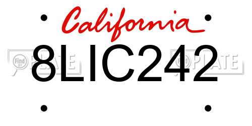 8LIC242 California License Plate
