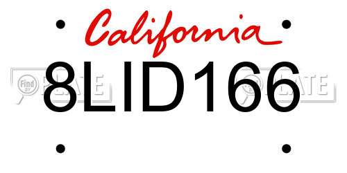 8LID166 California License Plate