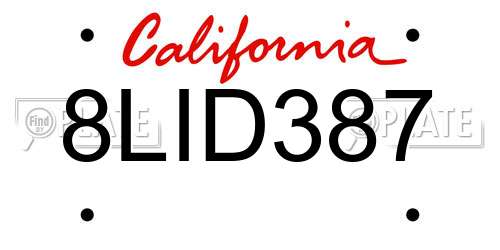 8LID387 California License Plate