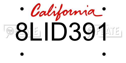 8LID391 California License Plate
