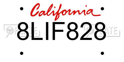 8LIF828 California License Plate