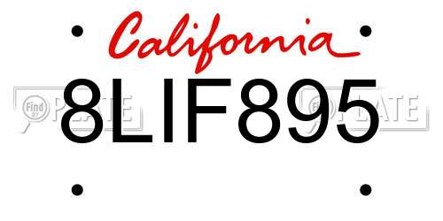 8LIF895 California License Plate