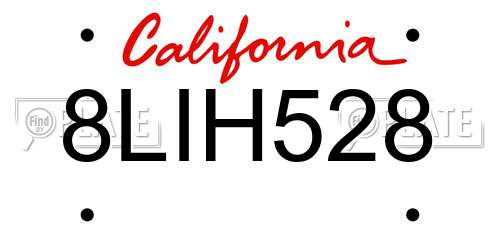 8LIH528 California License Plate