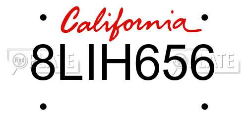 8LIH656 California License Plate