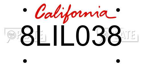 8LIL038 California License Plate