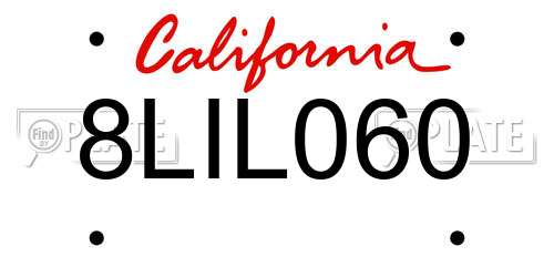 8LIL060 California License Plate