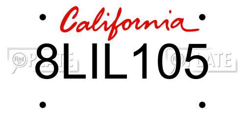 8LIL105 California License Plate