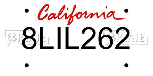 8LIL262 California License Plate