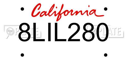 8LIL280 California License Plate
