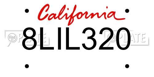 8LIL320 California License Plate