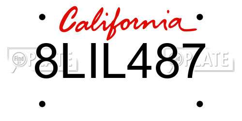 8LIL487 California License Plate