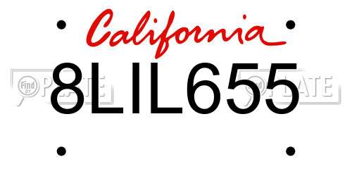 8LIL655 California License Plate
