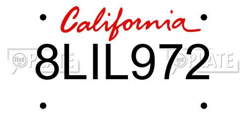 8LIL972 California License Plate