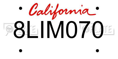 8LIM070 California License Plate