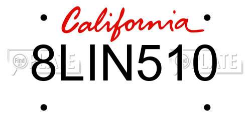 8LIN510 California License Plate