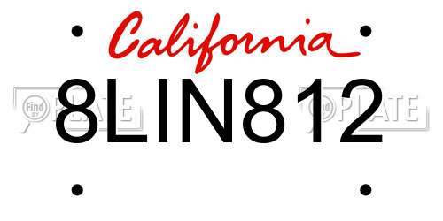8LIN812 California License Plate
