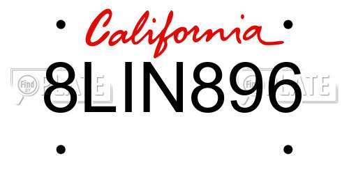 8LIN896 California License Plate