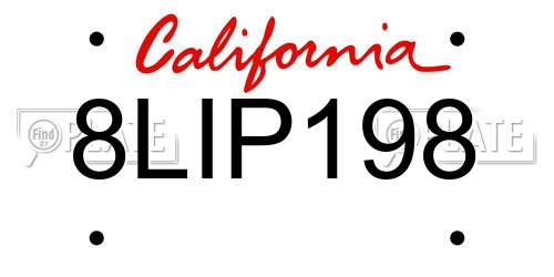 8LIP198 California License Plate
