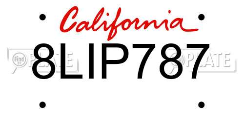 8LIP787 California License Plate
