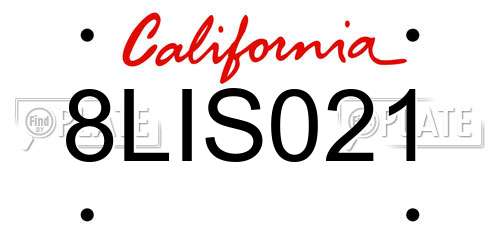 8LIS021 California License Plate