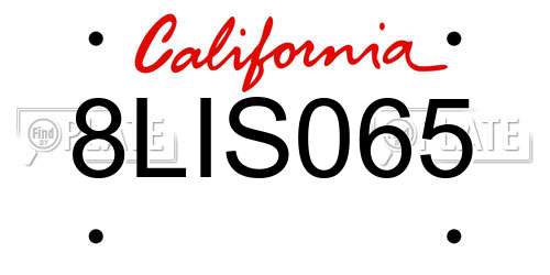 8LIS065 California License Plate