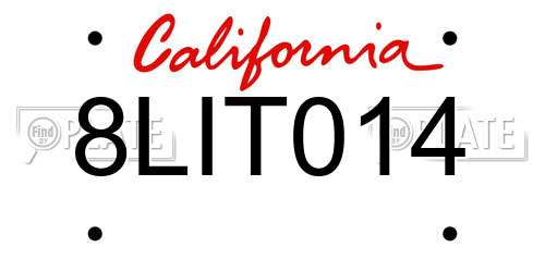 8LIT014 California License Plate
