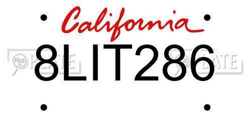 8LIT286 California License Plate