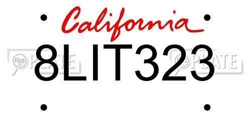 8LIT323 California License Plate