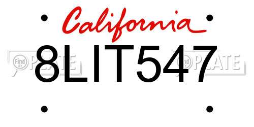 8LIT547 California License Plate