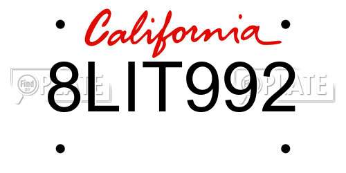 8LIT992 California License Plate