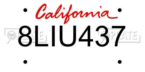 8LIU437 California License Plate