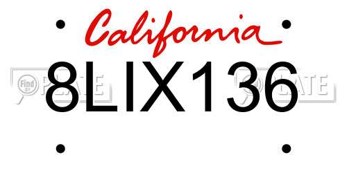 8LIX136 California License Plate