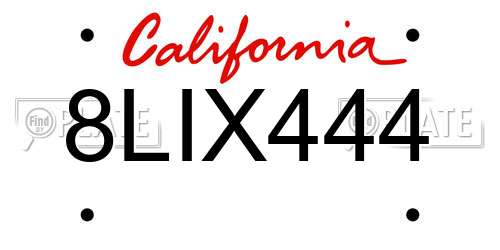 8LIX444 California License Plate