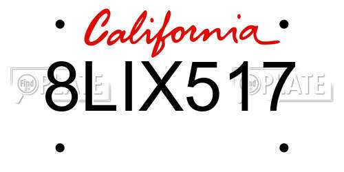 8LIX517 California License Plate