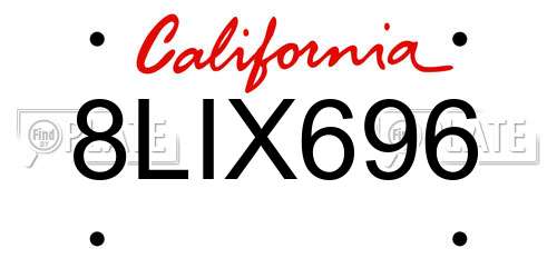 8LIX696 California License Plate