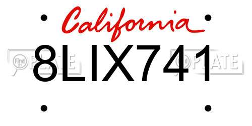 8LIX741 California License Plate