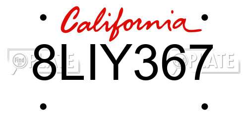 8LIY367 California License Plate