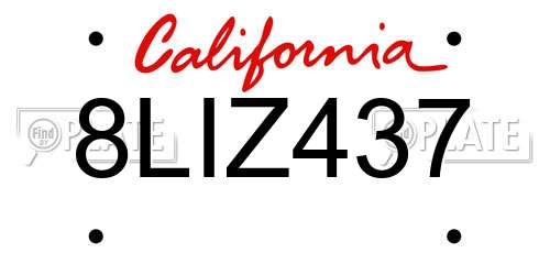 8LIZ437 California License Plate
