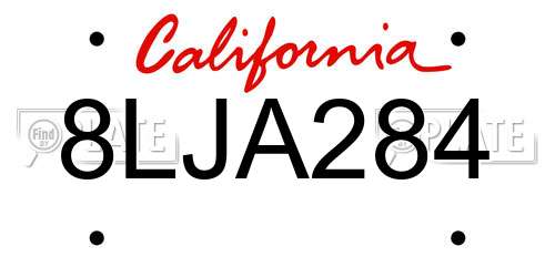 8LJA284 California License Plate