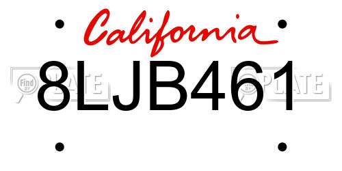 8LJB461 California License Plate