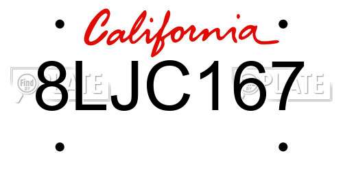 8LJC167 California License Plate