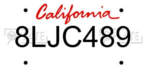 8LJC489 California License Plate