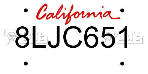 8LJC651 California License Plate